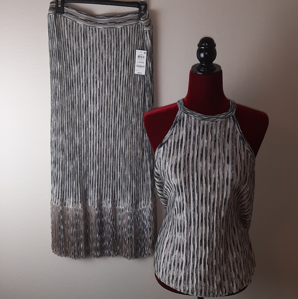 INC  Halter Top  with fringe bottom skirt